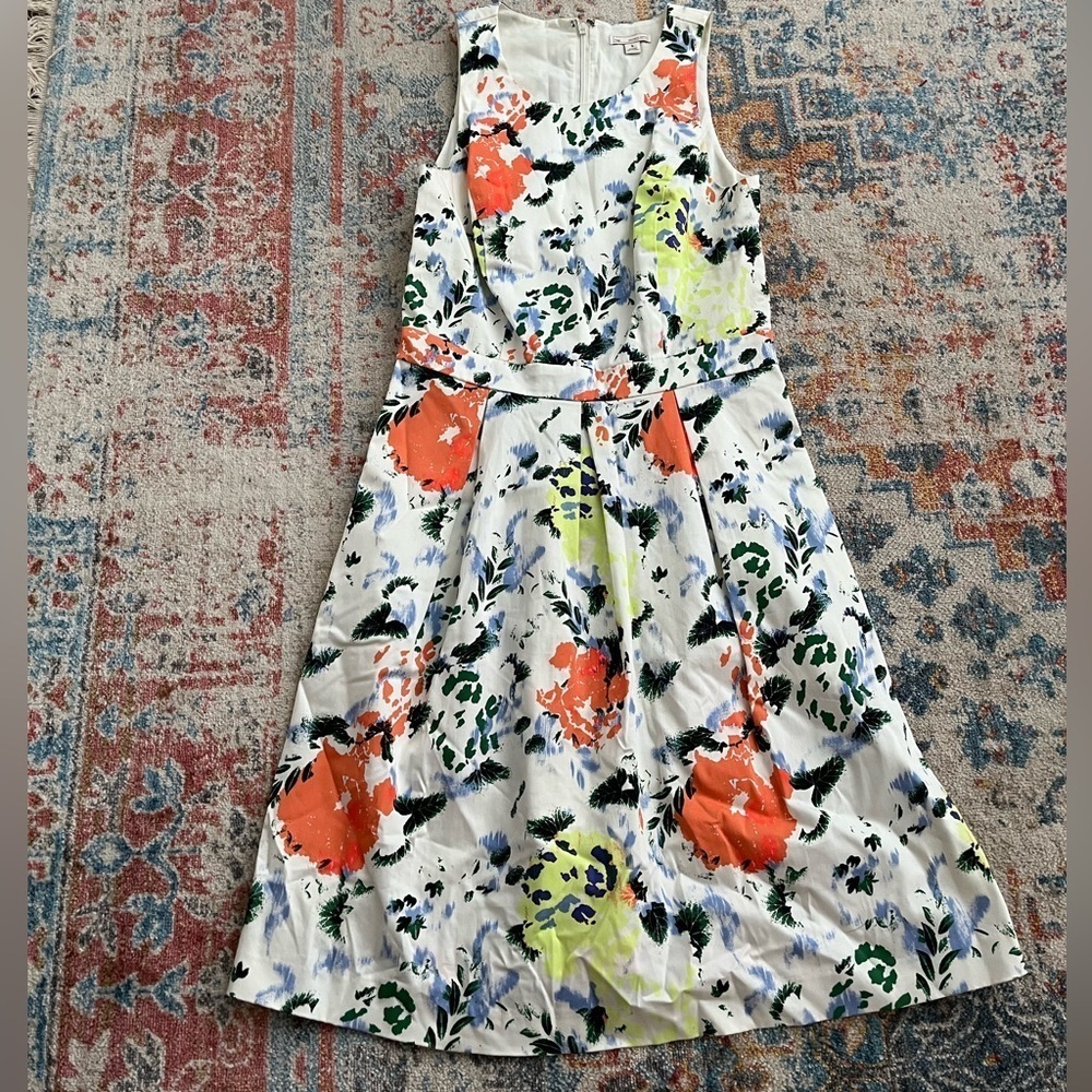 Gap sleeveless floral print cotton a-line dress